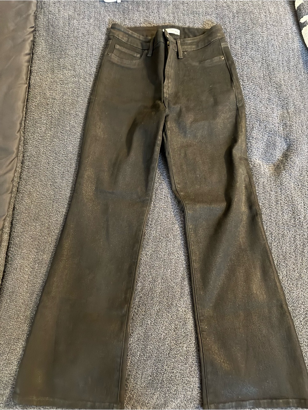 Good America Black Coated Flared Jeans